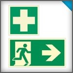 Rettungszeichen nachleuchtend