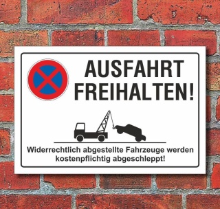 Schild Parkverbot, Halteverbot, Ausfahrt freihalten, 3 mm Alu-Verbund 300 x 200 mm