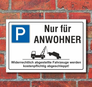 Schild Parkverbot, Nur für Anwohner, 3 mm Alu-Verbund