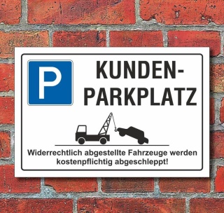 Schild Parkplatz, Kundenparkplatz, 3 mm Alu-Verbund 600 x 400 mm