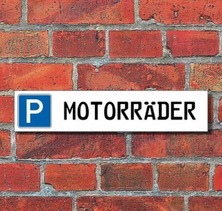 Schild Parkplatz "Motorräder" - 3 mm Alu-Verbund - 52 x 11 cm