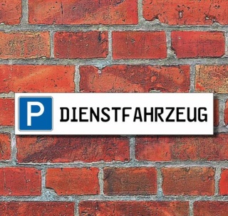 Schild Parkplatz "Dienstfahrzeug" - 3 mm Alu-Verbund - 52 x 11 cm