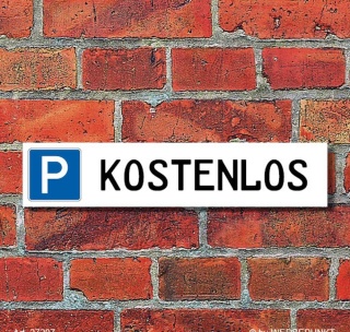 Schild Parkplatz "Kostenlos" - 3 mm Alu-Verbund - 52 x 11 cm