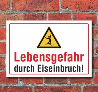 Schild Lebensgefahr durch Eiseinbruch, 3 mm Alu-Verbund