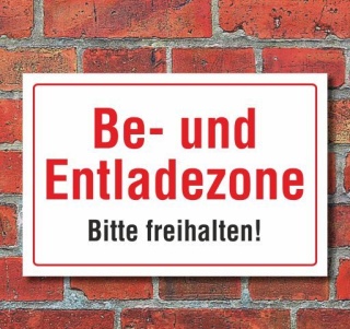 Schild Be- und Entladezone - Bitte freihalten, 3 mm Alu-Verbund 450 x 300 mm