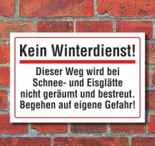 Schild Kein Winterdienst, keine Räumung, 3 mm...