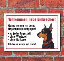 Vorsicht "Willkommen", Dobermann, Hund, Schild,...