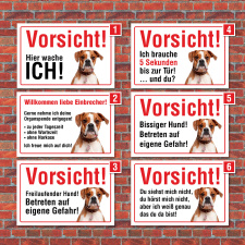 Vorsicht "Hier wache ich", Boxer, Hund, Schild,...