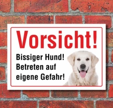 Vorsicht "Bissig", Golden Retriever, Hund,...