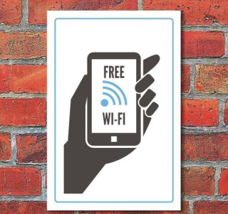Schild "Free WiFi", 3 mm Alu-Verbund Motiv 1 450 x 300 mm