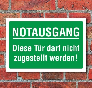 Schild Notausgang, 3 mm Alu-Verbund 300 x 200 mm