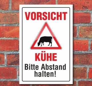 Schild Vorsicht Kühe, 3 mm Alu-Verbund
