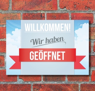 Schild "Wir haben geöffnet", 3 mm Alu-Verbund
