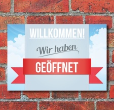 Schild "Wir haben geöffnet", 3 mm Alu-Verbund