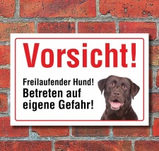 Vorsicht "Freilaufend", Labrador, Hund, Schild,...