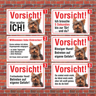 Vorsicht "Hier wache ich", Yorkshire Terrier, Hund, Schild,  3 mm Alu-Verbund