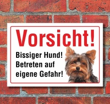 Vorsicht "Bissig", Yorkshire Terrier, Hund,...