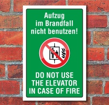Schild "Aufzug nicht benutzen, zweisprachig", 3...