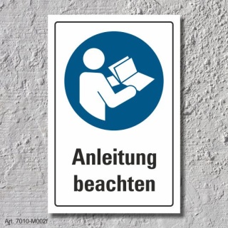 Schild "Anleitung beachten", DIN ISO 7010, 3 mm Alu-Verbund
