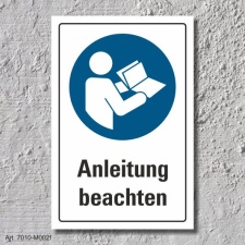 Schild "Anleitung beachten", DIN ISO 7010, 3 mm...