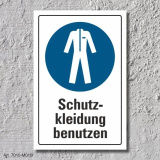 Schild "Schutzkleidung benutzen", DIN ISO 7010, 3 mm Alu-Verbund