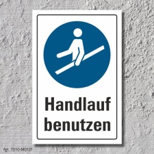 Schild "Handlauf benutzen", DIN ISO 7010, 3 mm...