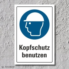 Schild "Kopfschutz benutzen", DIN ISO 7010, 3...