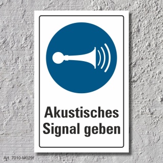 Schild "Akustisches Signal geben", DIN ISO 7010, 3 mm Alu-Verbund