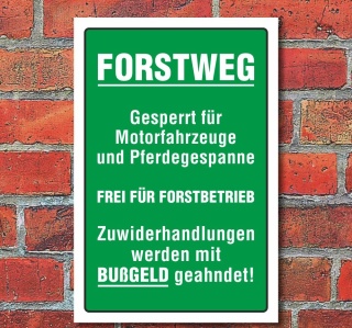 Schild "Forstweg", 3 mm Alu-Verbund  450 x 300 mm