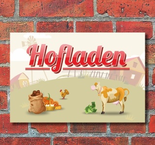 Schild "Hofladen", 3 mm Alu-Verbund  300 x 200 mm