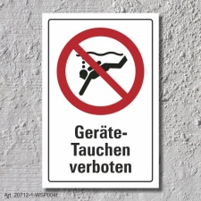 Verbotsschild "Geräte Tauchen verboten",...