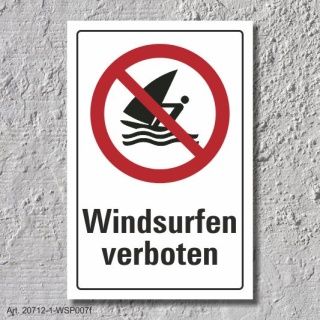 Verbotsschild "Windsurfen verboten", DIN ISO 20712, 3 mm Alu-Verbund