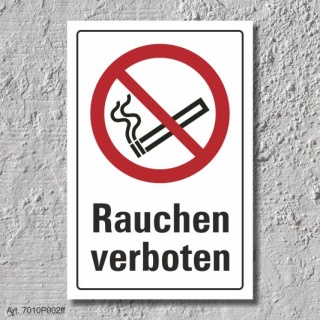 Verbotsschild "Rauchen verboten", DIN ISO 7010, 3 mm Alu-Verbund  450 x 300 mm