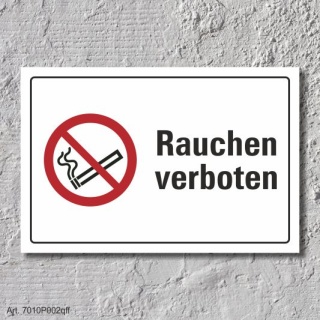 Verbotsschild "Rauchen verboten", DIN ISO 7010, 3 mm Alu-Verbund  450 x 300 mm