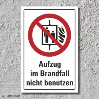 Verbotsschild "Aufzug nicht benutzen", DIN ISO 7010, 3 mm Alu-Verbund  300 x 200 mm