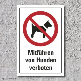 Verbotsschild "Hunde mitführen verboten", DIN ISO 7010, 3 mm Alu-Verbund