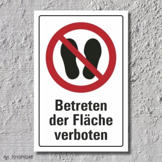 Verbotsschild "Betreten der Fläche verboten", DIN ISO 7010, 3 mm Alu-Verbund  300 x 200 mm