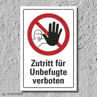 Verbotsschild "Zutritt für Unbefugte verboten", DIN ISO 7010, 3 mm Alu-Verbund  300 x 200 mm