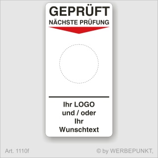 Grundetikett "Geprüft", 45 x 90 mm, BGR, UVV, BGV, Wartung, Text, Logo