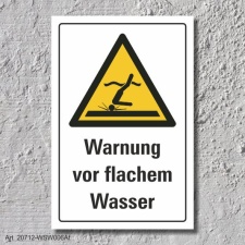 Warnschild "Warnung vor flachem Wasser", DIN...