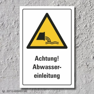 Warnschild "Abwassereinleitung", DIN ISO 20712, 3 mm Alu-Verbund