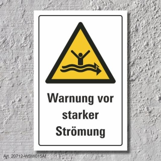 Warnschild "Starke Strömung", DIN ISO 20712, 3 mm Alu-Verbund