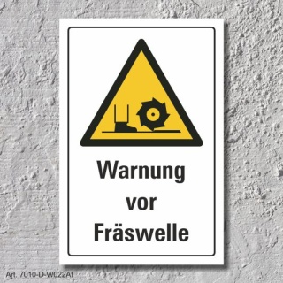 Warnschild "Fräswelle", DIN ISO 7010, 3 mm Alu-Verbund