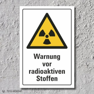 Warnschild "Radioaktive Stoffe", DIN ISO 7010, 3 mm Alu-Verbund