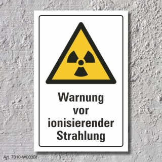 Warnschild "Ionisierende Strahlung", DIN ISO 7010, 3 mm Alu-Verbund