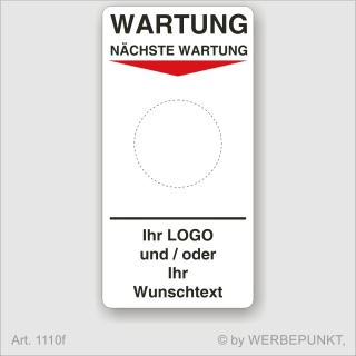 Grundetikett "Wartung", 45 x 90 mm, BGR, UVV, BGV, Wartung, Text, Logo