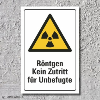 Warnschild "Röntgen, kein Zutritt", DIN ISO 7010, 3 mm Alu-Verbund