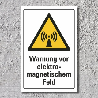 Warnschild "Elektromagnetisches Feld", DIN ISO 7010, 3 mm Alu-Verbund