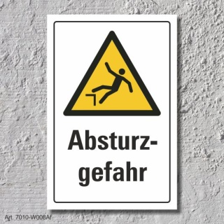 Warnschild "Absturzgefahr", DIN ISO 7010, 3 mm Alu-Verbund  300 x 200 mm