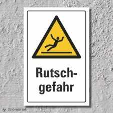 Warnschild "Rutschgefahr", DIN ISO 7010, 3 mm...